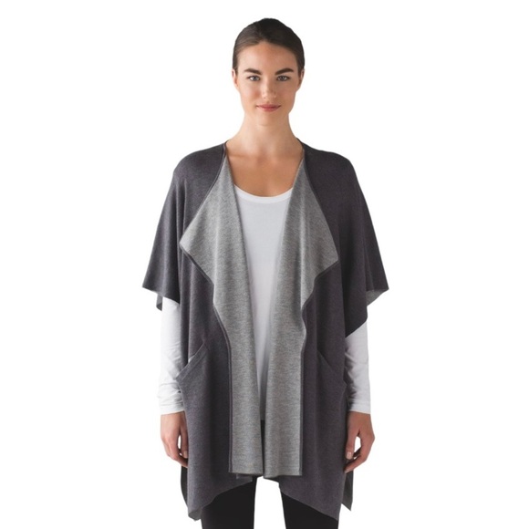 Lululemon After Asana Wrap One Size Fits Most Medium Dark Grey ‎ Cashmere Blend - Picture 1 of 14